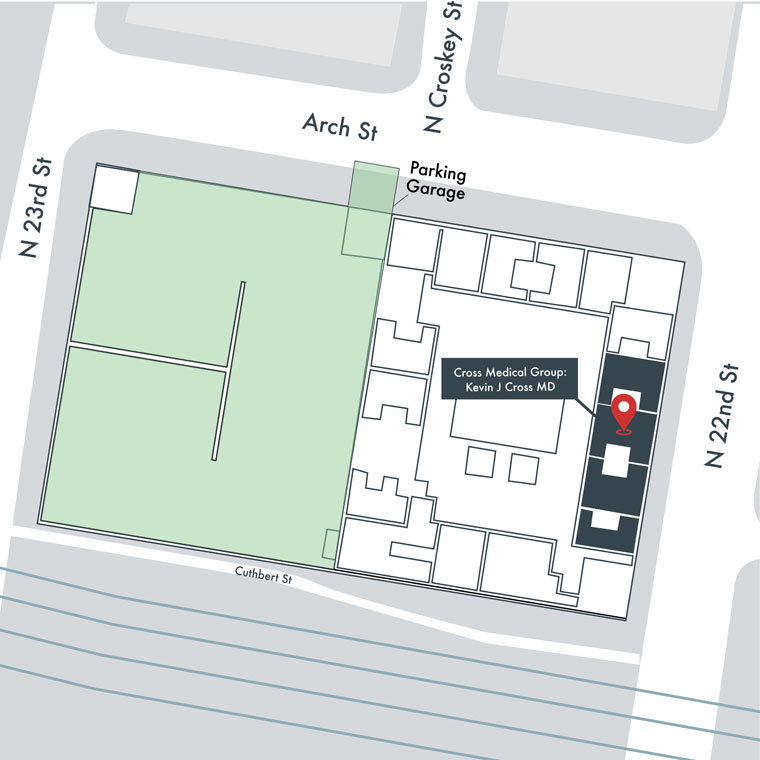 Enjoy covered parking for Cross Medical Group on Arch Street in Philadelphia.