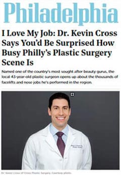 Dr. Cross featured in Philly Magazine discussing the Philadelphia plastic surgery scene.